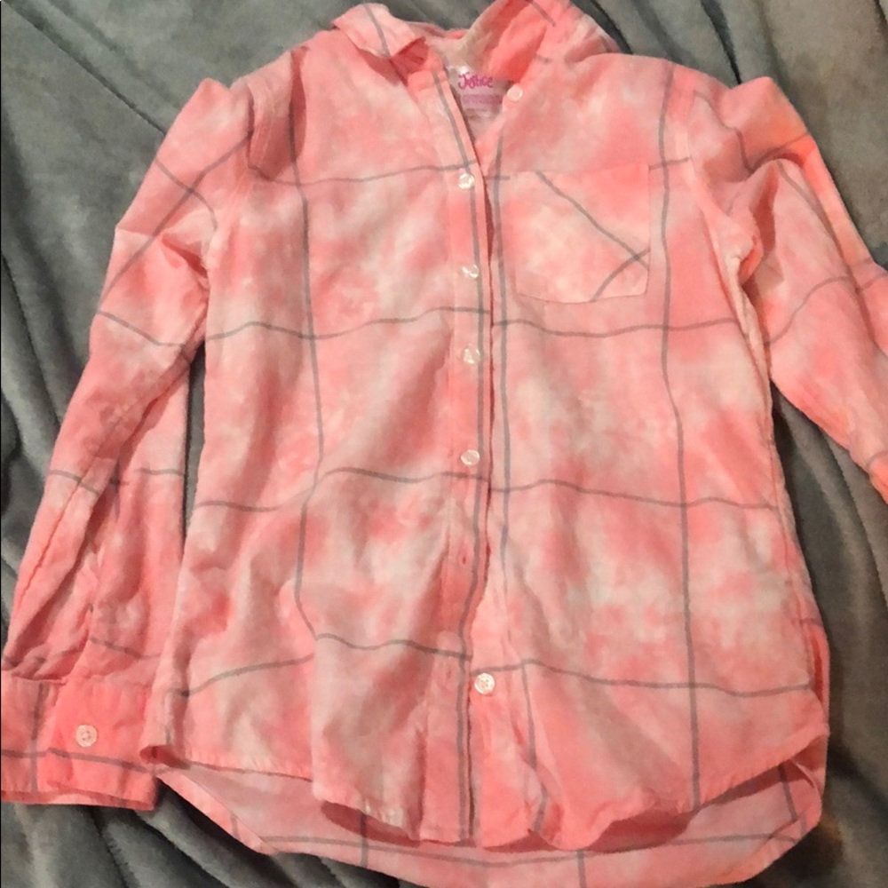 Pink white and grey top
